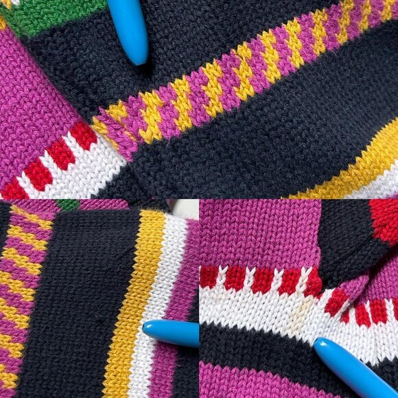 90s vintage striped turtleneck sweater sunflower embroidery quirky  retro Mexx. - Picture 7 of 8